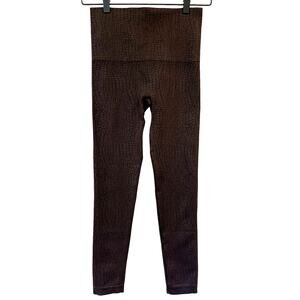 Spanx Look at Me Now Seamless Cropped Leggings Brown Croc Size Medium